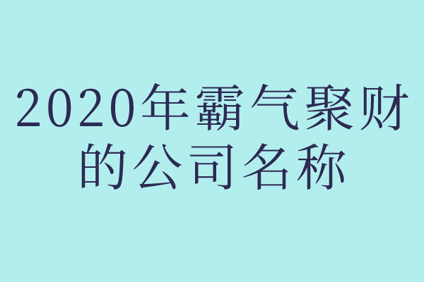 2020年霸气聚财的公司名称