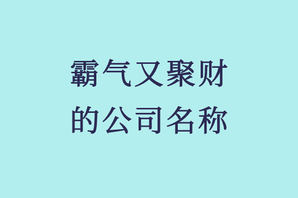 霸气又聚财的公司名称